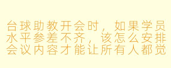 台球助教开会时，如果学员水平参差不齐，该怎么安排会议内容才能让所有人都觉得有收获？