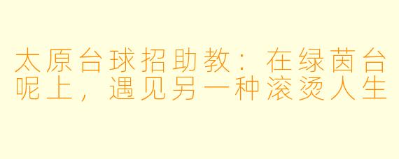 太原台球招助教：在绿茵台呢上，遇见另一种滚烫人生