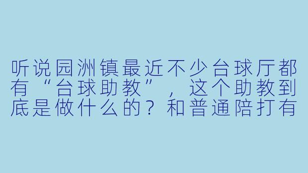 听说园洲镇最近不少台球厅都有“台球助教”,这个助教到底是做什么的?和普通陪打有什么区别?-园洲镇台球助教