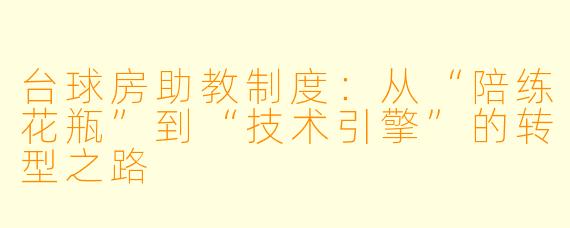 台球房助教制度:从“陪练花瓶”到“技术引擎”的转型之路