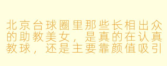 北京台球圈里那些长相出众的助教美女,是真的在认真教球,还是主要靠颜值吸引客户?她们的时薪大概是多少?