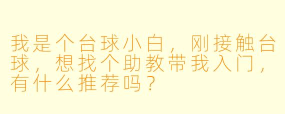 我是个台球小白，刚接触台球，想找个助教带我入门，有什么推荐吗？