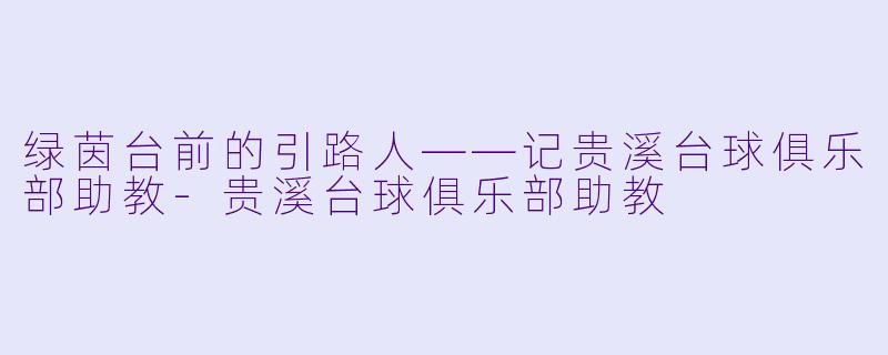 绿茵台前的引路人——记贵溪台球俱乐部助教-贵溪台球俱乐部助教