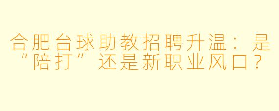 合肥台球助教招聘升温:是“陪打”还是新职业风口?