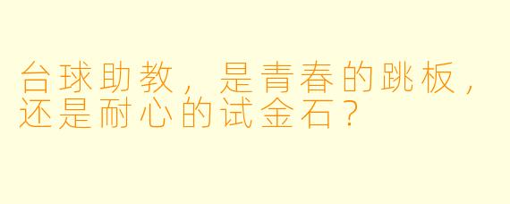 台球助教,是青春的跳板,还是耐心的试金石?