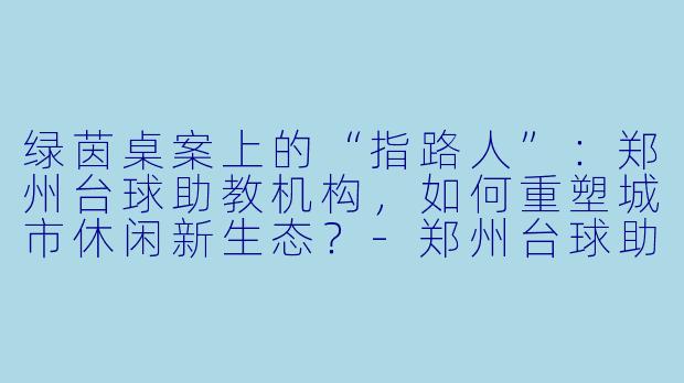 绿茵桌案上的“指路人”:郑州台球助教机构,如何重塑城市休闲新生态?-郑州台球助教机构
