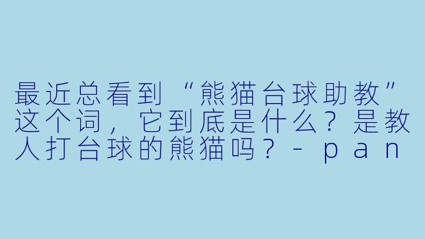 最近总看到“熊猫台球助教”这个词,它到底是什么?是教人打台球的熊猫吗?-panda熊猫台球助教