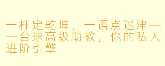 一杆定乾坤,一语点迷津——台球高级助教,你的私人进阶引擎