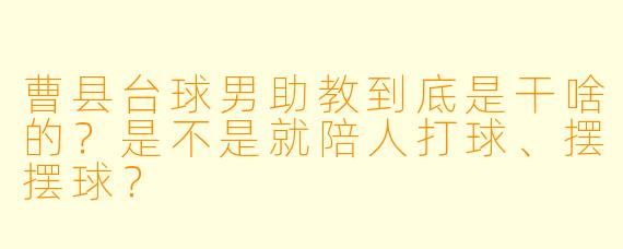 曹县台球男助教到底是干啥的?是不是就陪人打球、摆摆球?