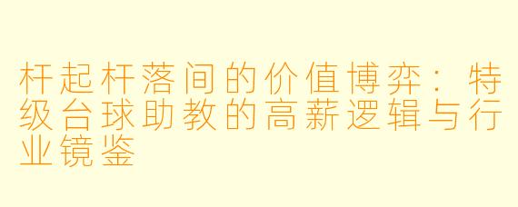杆起杆落间的价值博弈:特级台球助教的高薪逻辑与行业镜鉴