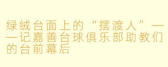 绿绒台面上的“摆渡人”——记嘉善台球俱乐部助教们的台前幕后