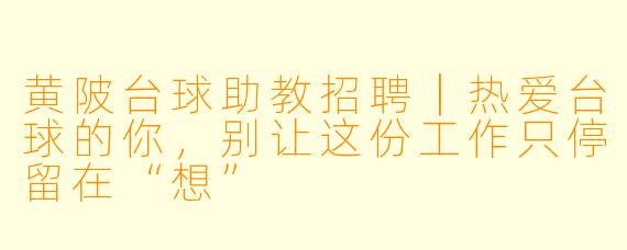 黄陂台球助教招聘|热爱台球的你,别让这份工作只停留在“想”