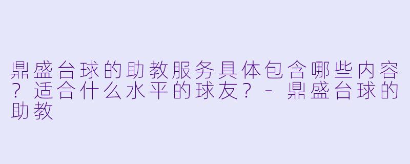 鼎盛台球的助教服务具体包含哪些内容?适合什么水平的球友?-鼎盛台球的助教