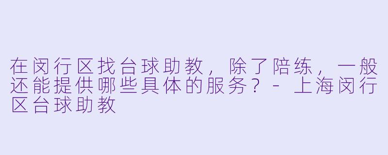 在闵行区找台球助教,除了陪练,一般还能提供哪些具体的服务?-上海闵行区台球助教