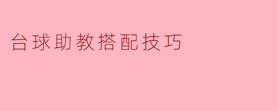 台球助教搭配技巧
